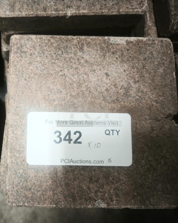Alt text: NSF certified volcanic granite slab for cooking, labeled "342" with quantity "x10," excellent condition.