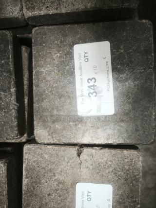 NSF certified volcanic granite slabs for cooking, showing quantity label "343 x 10," textured surface in good condition.