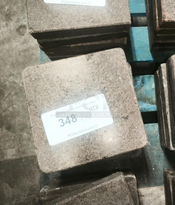 Square volcanic granite slab, NSF certified for cooking food, with label indicating quantity of 10.