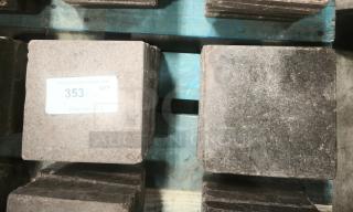 NSF certified volcanic granite cooking stones, square shape, used for food preparation. Visible auction label indicating quantity.