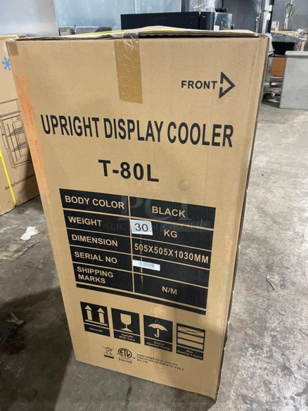 ProCool T-80L Commercial Black Single Glass Door Display Refrigerator in box, 30kg, 505x505x1030mm, new condition.