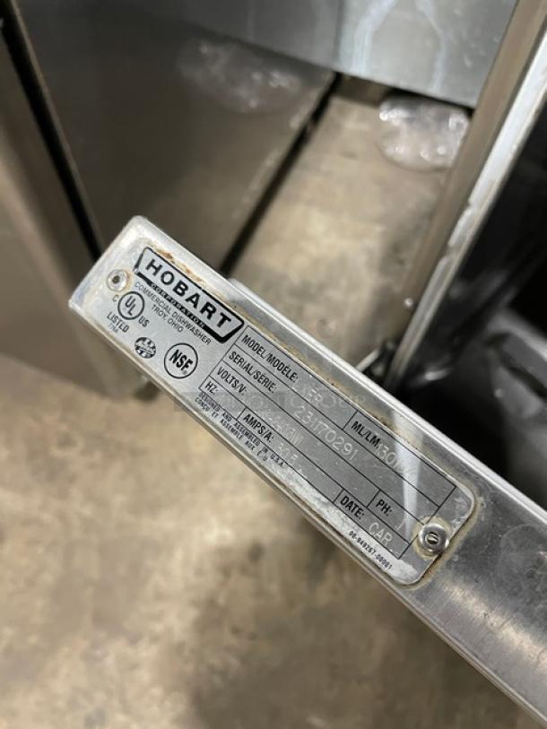 Hobart Advansys LXER commercial dishwasher label, displaying model LXER, SN 231170291, 120/208-240V, 1 Phase details.