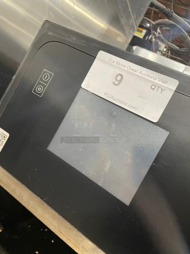 MerryChef Eikon E2S high-speed rapid cook oven, black, electric, countertop model, label indicates auction lot number.