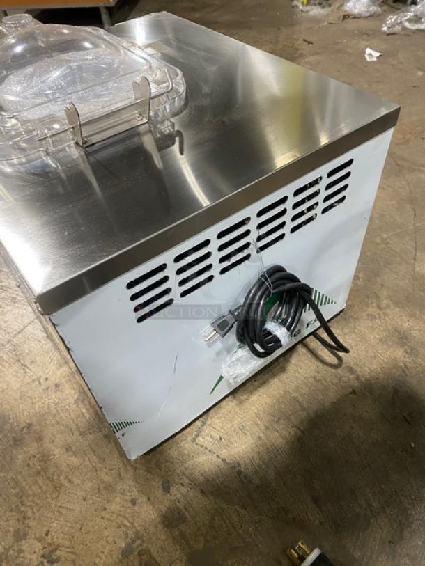2023 stainless steel electric countertop single-flavor ice cream machine, Model ICM-12, SN: 20231102, 110V, excellent condition.