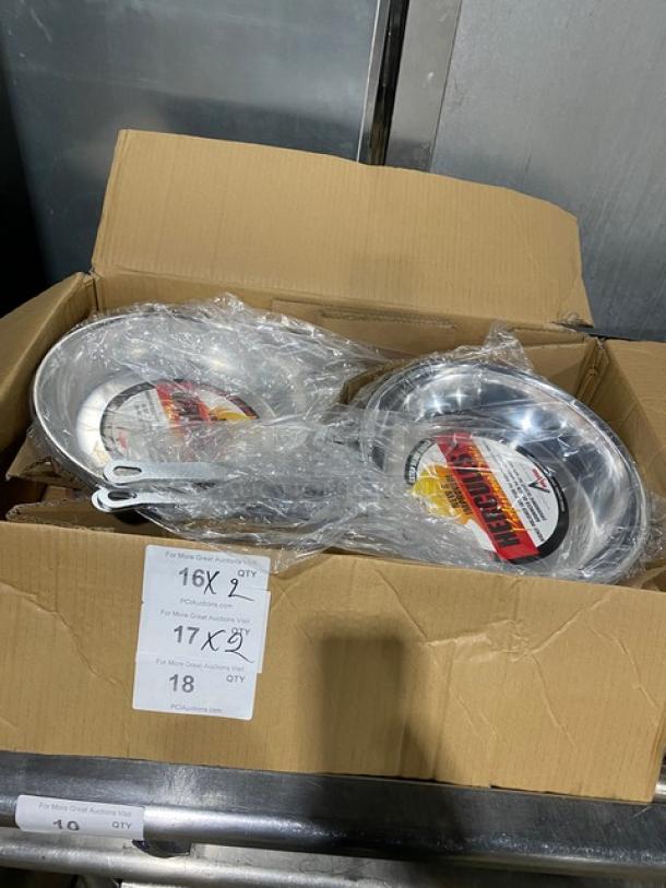 Adcraft Hercules Pro aluminum fry pan model HER12FP/4 in box. Includes labels and plastic wrap. Durable, commercial use.