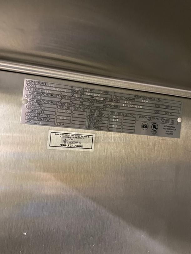 Victory Commercial Stainless Steel Pass-Thru Refrigerator, Model RIS-1D-S7-PT, SN M0391561, 115V, 1 Phase.