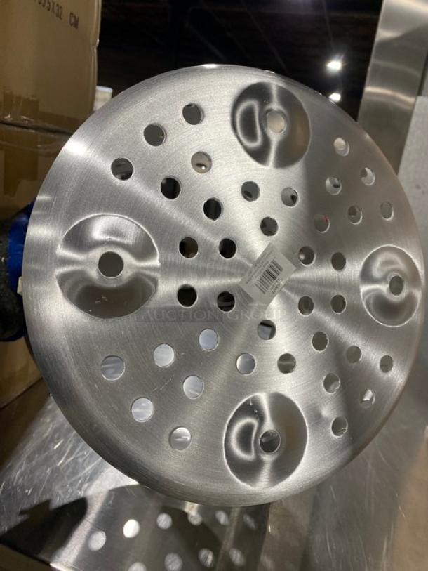 NEW Adcraft Hyperion3 Aluminum 12 Qt. Round Perforated Steamer Basket, Model H3-SB11, pristine condition, barcode visible.