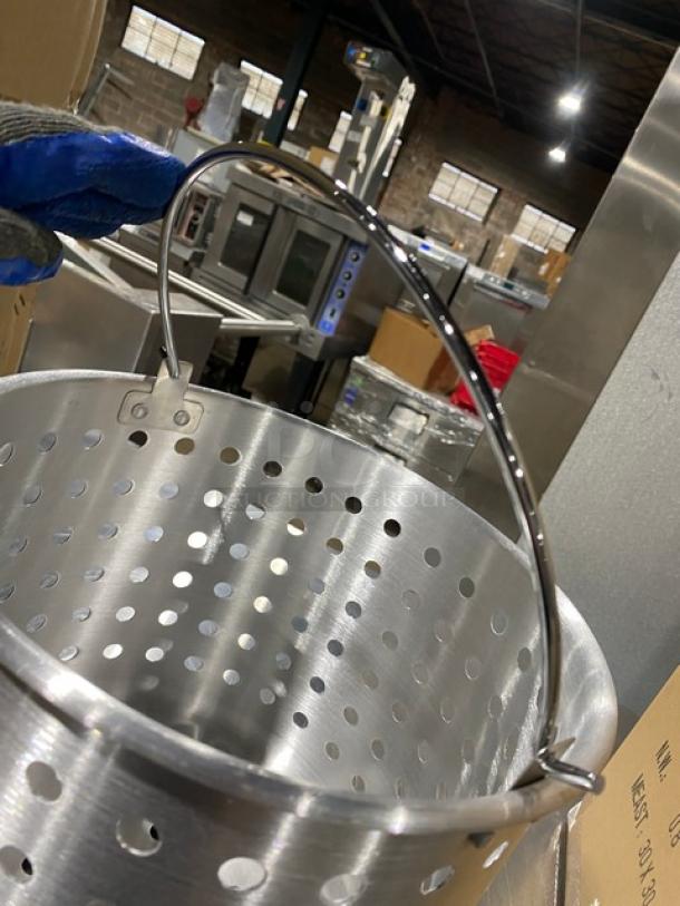 NEW Adcraft Hyperion3 12 Qt. Aluminum Steamer Basket, Model H3-SB11, with perforations, in excellent condition.