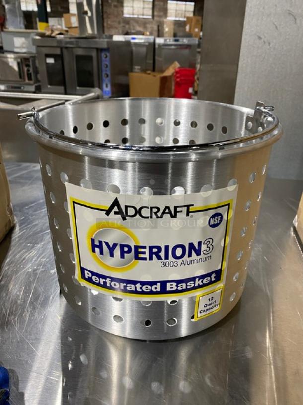 Adcraft Hyperion3 12 Qt. aluminum perforated steamer basket, Model H3SB11, new condition, NSF certified.