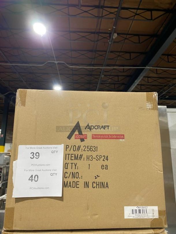 Adcraft Hyperion3 Series 24 Qt. aluminum stock pot with riveted handles, model H3SP24, new in original packaging.