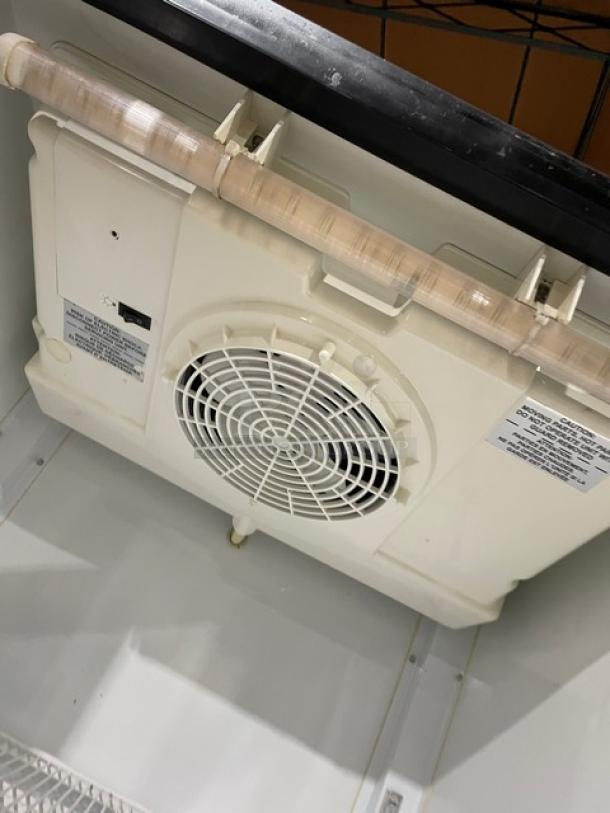 Imbera Elite Series G319 merchandiser refrigerator interior fan. Energy Star certified, poly coated wired rack visible.