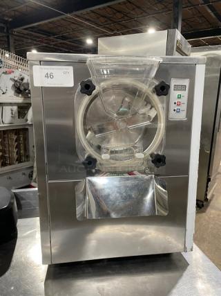 Cooler Depot commercial stainless steel electric countertop ice cream batch freezer, model BQL-112Y, in good condition.