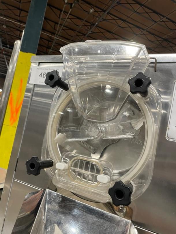Cooler Depot BQL112Y commercial stainless steel countertop ice cream batch freezer, clear lid with dials, SN: UC0126, 110V.