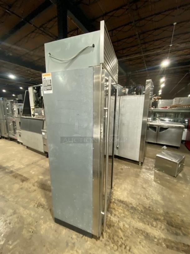 Sub-Zero Model 430 stainless steel single glass door wine cooler, commercial-grade, visible label near top, used condition.
