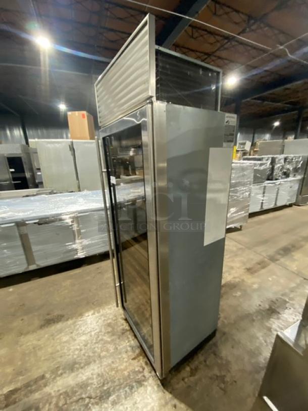 Sub-Zero Model 430 stainless steel wine cooler with single glass swing door. Commercial grade, excellent condition.