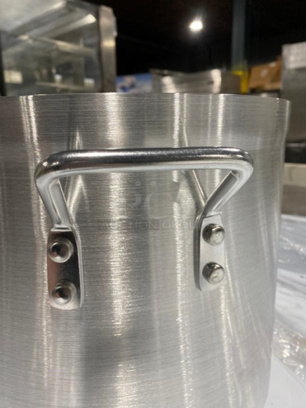 Adcraft Hyperion-3 24 Qt. aluminum stock pot, riveted handles, Model H3SP24, new condition.