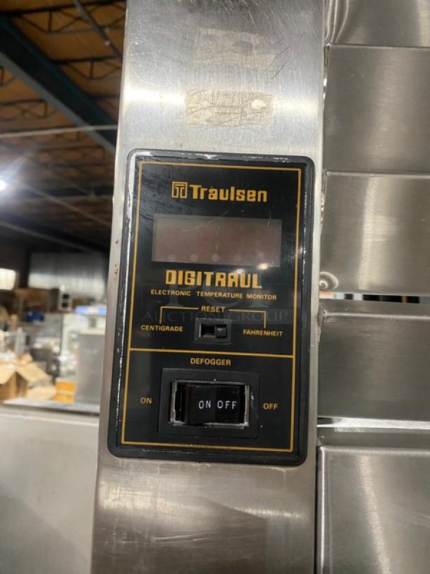 Traulsen AHT232NUT commercial stainless steel 4-door refrigerator with digital temperature monitor and pan slide. Model: AHT2-32NUT.