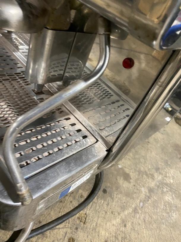 VFA Express CP commercial stainless steel espresso machine with steam wand, drip tray, Model CP, Serial 015830S, 115-220V.
