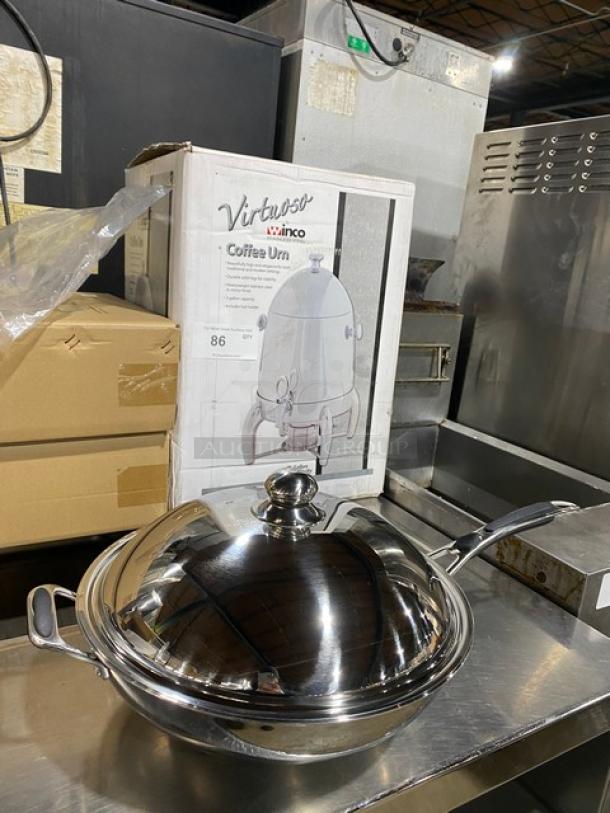 New Adcraft Commercial Stainless Steel Countertop Wok Induction Cooker, Model INDWOK, with ceramic glass cool-to-touch surface.