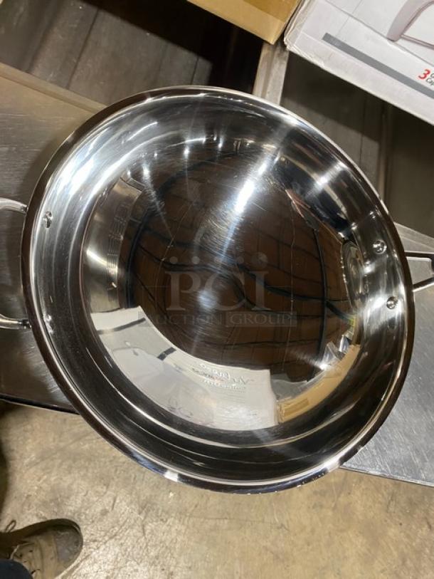 Adcraft INDWOK stainless steel countertop induction wok, new condition, cool-to-touch ceramic glass surface.