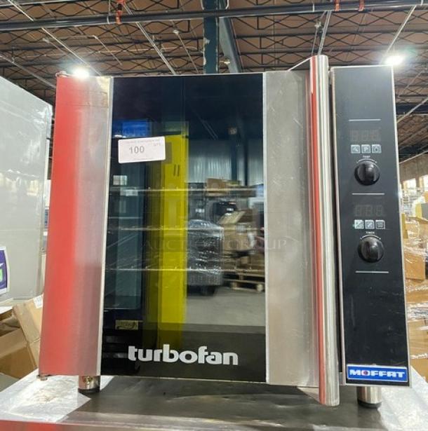 Moffat Turbofan Series commercial countertop convection oven, stainless steel, electric powered, includes wired oven rack, excellent condition.