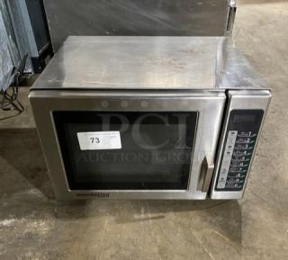 Menumaster RFS12TSW countertop microwave oven, stainless steel, digital push button control, model RFS12TSW, 120V, good condition.