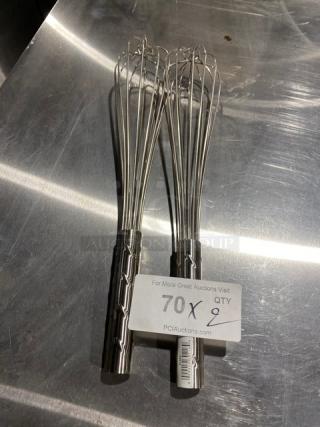 NEW Vollrath Jacob's Pride 16" Stainless Steel French Whip, Model 47283, shown on stainless surface with label for auction details.