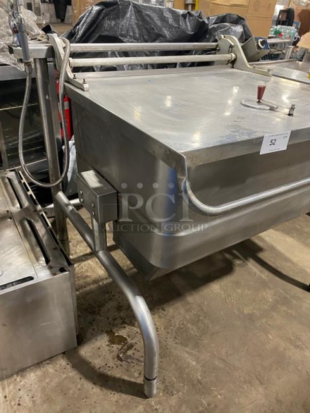 Groen Eclipse Series 40-Gallon Tilt Braising Pan, Model P-40G, Stainless Steel, Thermostatic Control, On Legs, SN: 25667HCF.