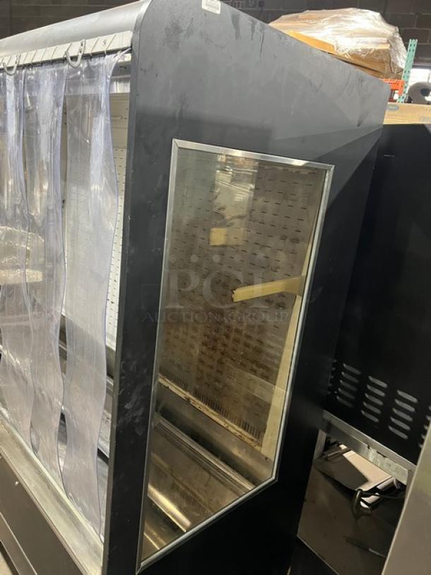 Federal Industries refrigerated merchandiser display case, Model RSSD678SC-5. Black, open-air, 120V, 1 phase.