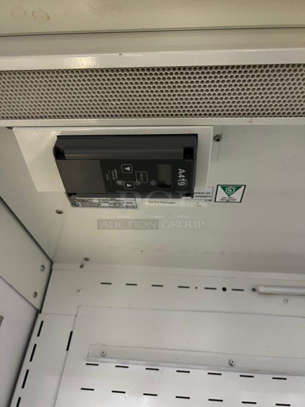 Federal Industries RSSD678SC5 open-air refrigerated display case, black, 120V, 1 Phase. Control panel and label visible.