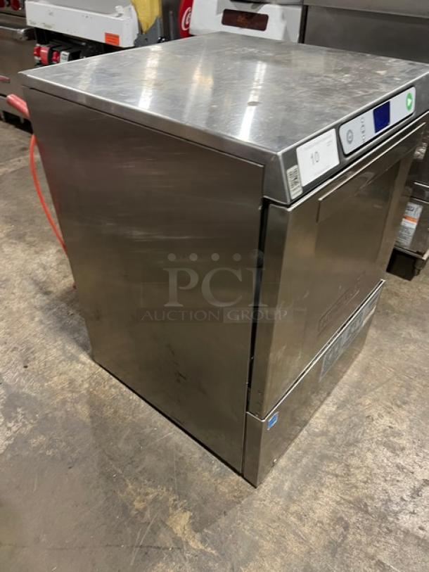 Hobart LXe Series stainless steel undercounter dishwasher, Energy Star certified, in good condition with visible control panel.