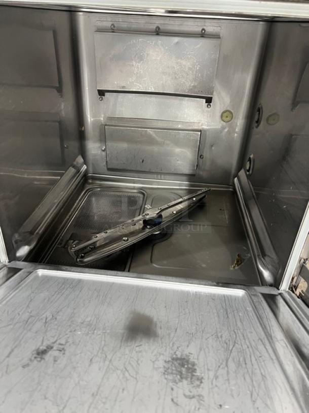 Hobart Advansys LXe Series undercounter dishwasher, stainless steel interior, commercial grade, used condition.