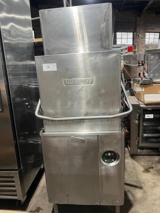 Hobart Advansys stainless steel commercial dishwasher, electric, door-type, on legs. Features control panel and "Advansys" label.