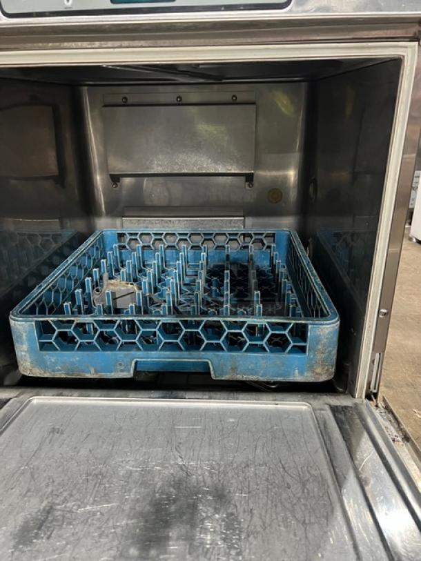 Hobart Advansys LXe LXER undercounter dishwasher with peg rack, stainless steel, electric, high-temp, 120/208-240V, 1 phase.