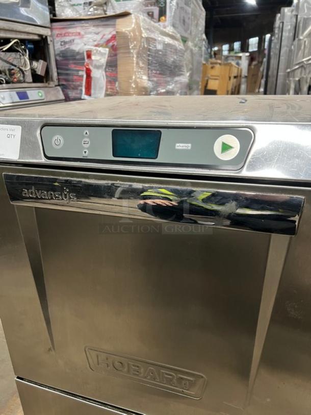 Hobart Advansys LXe Series stainless steel undercounter dishwasher, model LXER, with peg rack, electric, 120/208-240V, 1 phase.