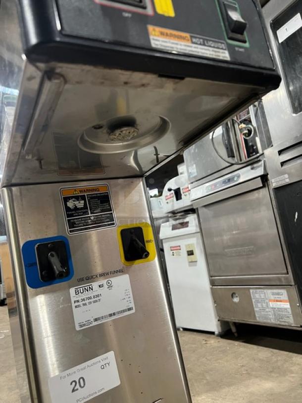 Bunn TB6Q Quick Brew Series Twin Iced Tea Brewer, stainless steel, 3-gallon capacity, model TB6Q, SN TB60012247, 120V, 1 phase.