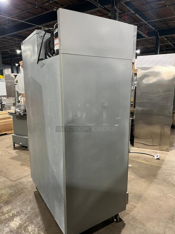 Beverage-Air Horizon Series stainless steel two-door reach-in freezer, model HF2-1S, on casters, with poly coated rack.