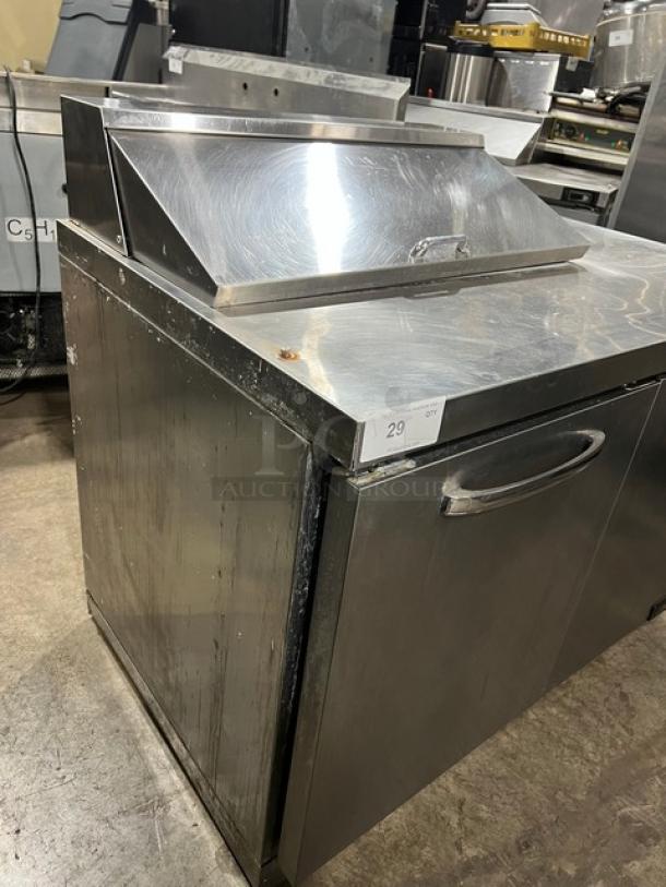 Continental Commercial Stainless Steel 2-Door Refrigerated Prep Table, Model SW48N8, 48", Bain Marie style, used condition.