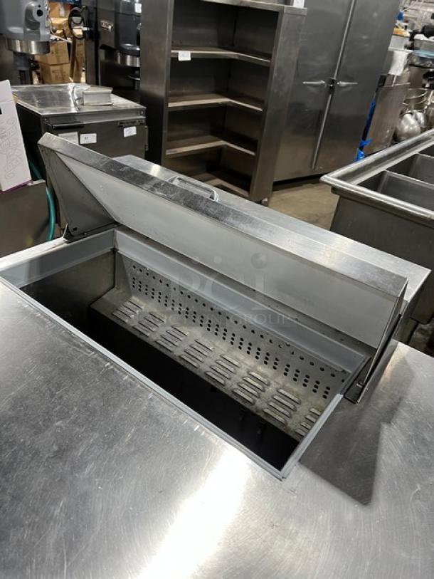 Continental SW48N8 stainless steel refrigerated prep table, 48", bain marie style, with poly coated rack, 2 doors, gently used.