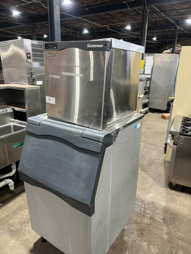 Scotsman Prodigy Series stainless steel ice maker/bin combo, model N0422W-1A/B530P, 115V, 1 phase, on legs, in good condition.