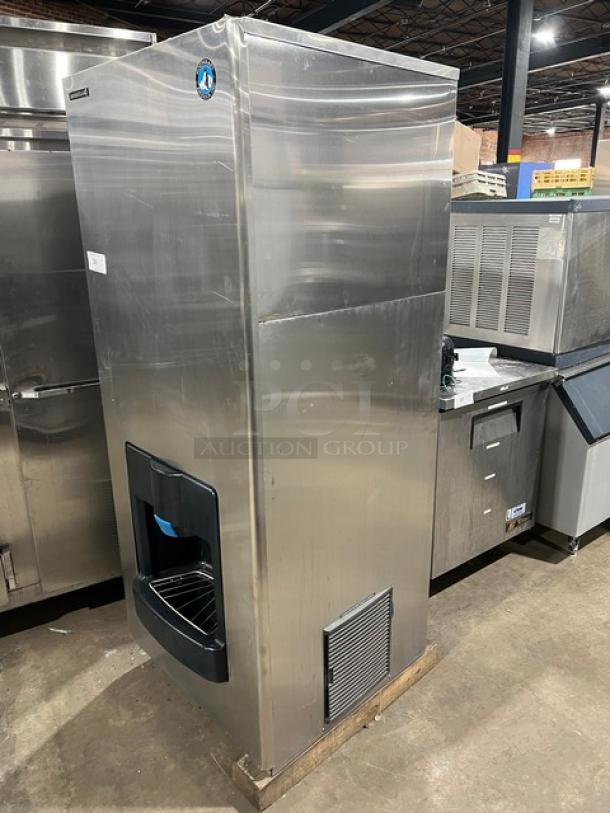 Hoshizaki Serenity Series ice machine, Model DKM-500BAH, stainless steel, Energy Star certified, with built-in bin and drip tray.