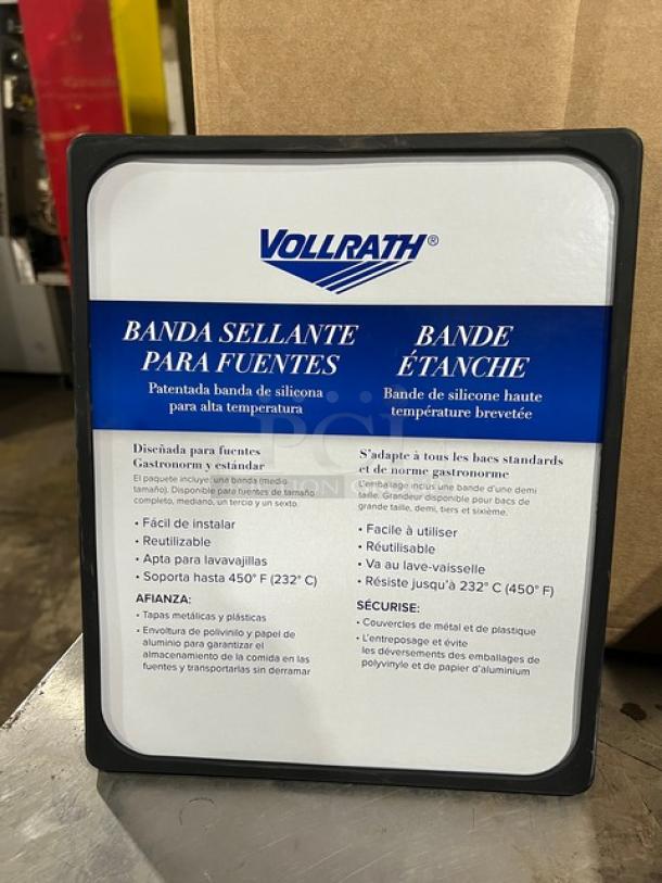 Vollrath Commercial Black Silicone Bands, Model N0002B. New condition; heat-resistant to 450°F. Reusable, dishwasher-safe.