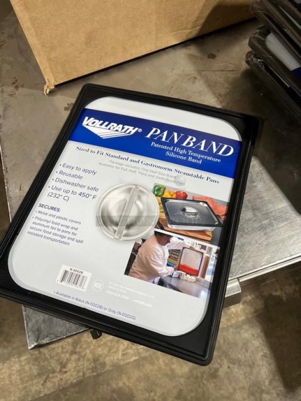Vollrath Commercial Black Silicone Pan Bands, Model N0002B, new in packaging. Fits standard pans, heat resistant to 450°F.