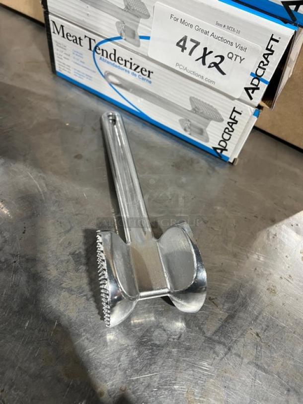 NEW Adcraft Aluminum Meat Tenderizer, Model MTA-10, 2-3/4" square head, commercial-grade, mint condition, with packaging.