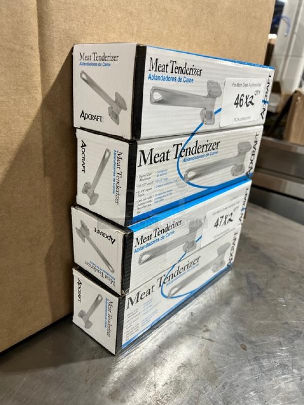 Adcraft MTA-10 aluminum meat tenderizer boxes stacked, new condition, featuring 2-3/4" square head.