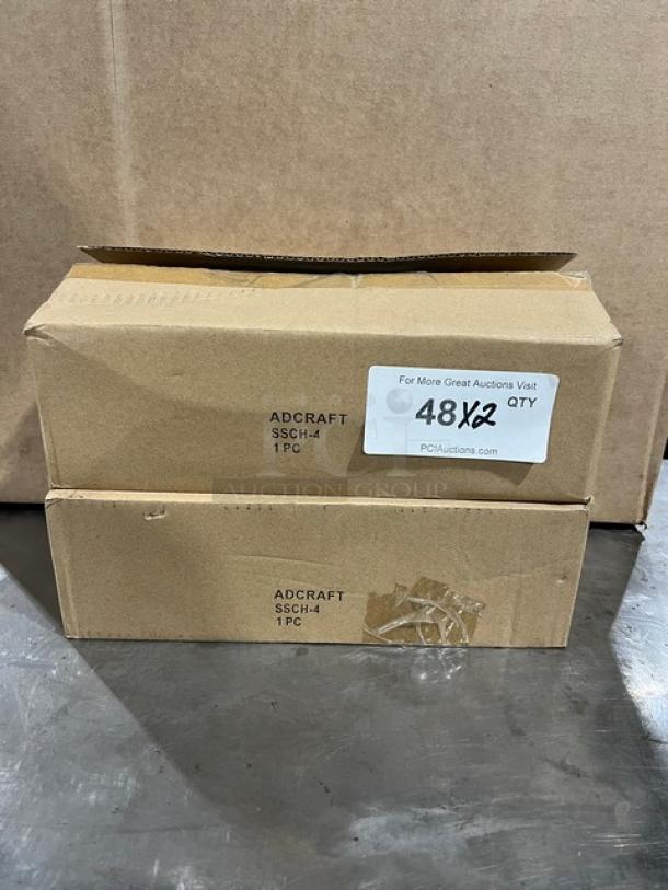 Adcraft SSCH-4 condiment holder in box. Features 4 compartments, clear acrylic lid, polyethylene inserts. New condition.