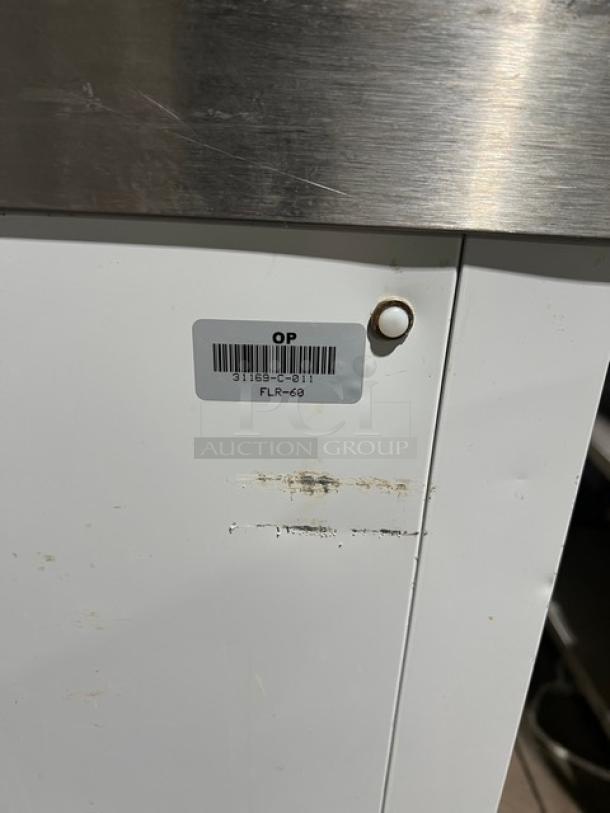 Master-Bilt FLR-60 Ice Cream Topping Unit, white, refrigerated base, model FLR60, SN: 31169-C-011, on casters, 115V 1 Phase.