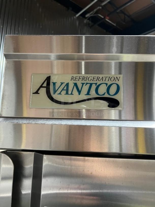 Avantco CFD Series stainless steel single door reach-in freezer model 178CFD1FF, on casters, with logo visible.