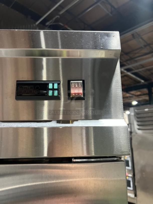 Avantco CFD Series stainless steel single door freezer, model 178CFD1FF, with control panel and casters, in excellent condition.