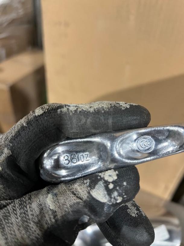 Winco AS-38 aluminum scoop, 38 oz capacity, brand new with embossed marking.